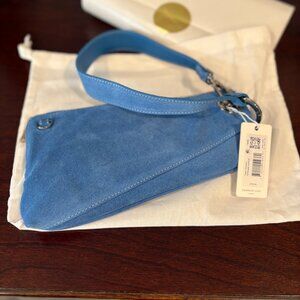 NWT HAMMITT Pochette in Stunning Hydrangea Blue. with bright silver rivets